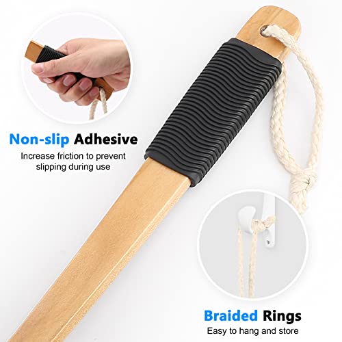 Black Loofah Back Scrubber with Wood Handle | PE Mesh