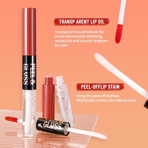 3-Pc Peel Off Lip Stain & Lip Oil 2-in-1 Dual-Ended Waterproof Tint