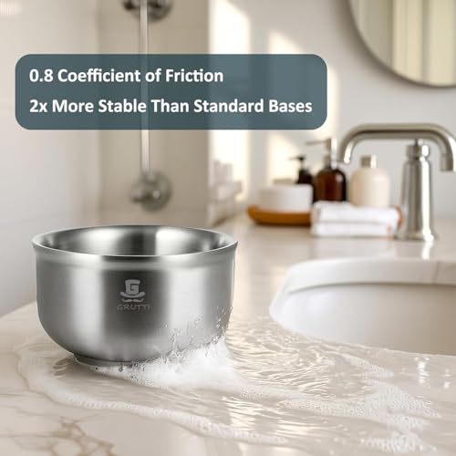 GRUTTI Stainless Steel Shaving Bowl, 4.53 Inch (11.5cm) Rust-Free Shaving Soap Dish, Easy to Clean Sustainable Shaving Bowl for Shaving Soap & Shaving Cream, Fits Shaving Brush