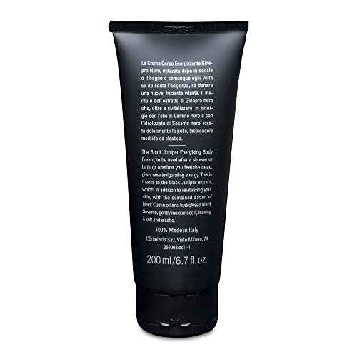L¡¯Erbolario Energizing Body Cream ? Moisturizing Body Butter ? Replenishing and Nourishing Skin Care with Citrus, Woody Scent - Black Juniper ? 6.7 oz