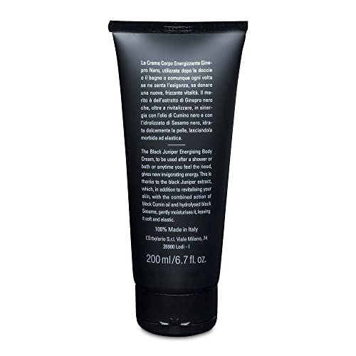 L¡¯Erbolario Energizing Body Cream ? Moisturizing Body Butter ? Replenishing and Nourishing Skin Care with Citrus, Woody Scent - Black Juniper ? 6.7 oz