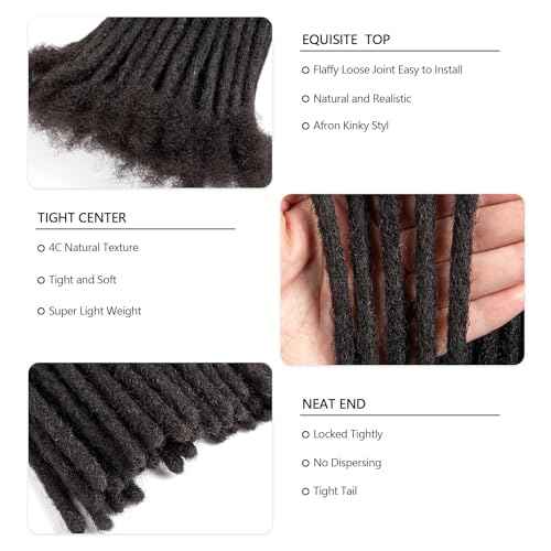 Originea 0.4cm and 0.6cm 0.8cm Width Options 6-18 Inch 100% Human Hair Loc Extension Full Handmade Permanent Locs Can Be Dyed and Bleached for Women Men Kids Dreadlock Extensions Real Human Hair
