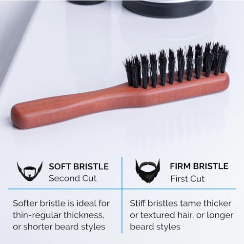 ZEUS Boar Bristle Beard & Mustache Handled Brush for Men, Soft Bristles, Travel Beard Care Brush with Handle (Made in Germany) J92
