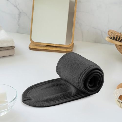 KAKULO Spa Headband 3 Pack Make Up Wrap Headband Adjustable Towel for Face Washing, Shower, Facial Mask, Yoga (Black+Black+Black)