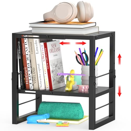 LIDTOP Black Adjustable Metal Locker Shelf Organizer - Stackable Storage for School, Office & Gym Lockers