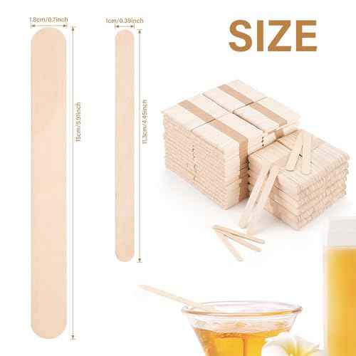2 Style 2000 Pcs Wax Sticks for Hair Removal Splinter-Free Wooden Waxing Sticks Large Wax Applicator Sticks Wax Stick for Body and Face, Craft Sticks,Popsicle Sticks, 6-Inch & 4.5-Inch