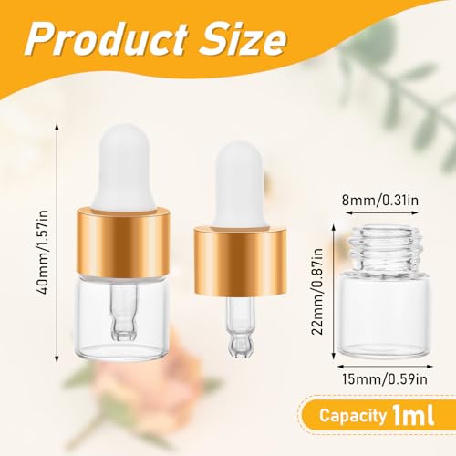 20 Pack 1ml Glass Dropper Bottles for Essential Oil & Cuticle
