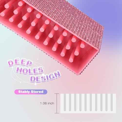 Nail Drill Bits Holder Box: 30 Holes Rhinestone Drill bit Holder Nail tech for Nail Drill bits Storage Dustproof Stand Displayer Organizer Case for Manicure Tools(Note: Drill bits not Included) Pink