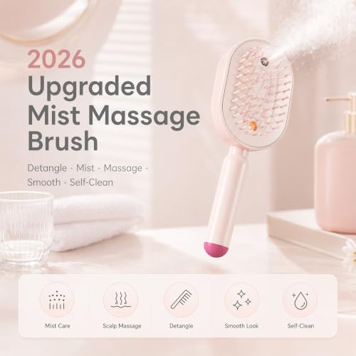 Veloxyn Pink 5-in-1 Electric Spray Air Cushion Hair Brush - Rechargeable & Detangling