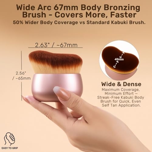 Self Tanner Brush ? Extra Large Kabuki Applicator for Self Tanning, Sunless Tanning & Body Foundation | Streak-Free Arc Design for Flawless Full Coverage on Legs, Arms, Back, Chest, Face & Feet