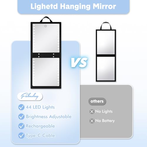 Fabuday Lighted Hanging Mirror - Rechargeable LED Folding Dance Mirror