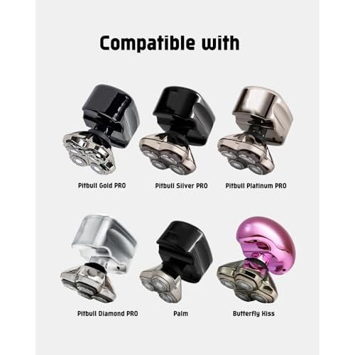 12 Pack Pitbull Shaver Replacement Blade for Skull Shaver Replacement Heads Pitbull Gold/Silver Replacement Blades for Palm Electric Razors Head Shavers for Bald Men, 2 Cleaning Brush, Premium