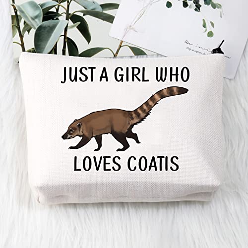 BDPWSS Coati Lovers Gifts Just A Girl Who Loves Coatis Raccoons Makeup Bags Coatimundi Gifts Zipper Pouch For Animal Lovers (Girls loves coatis)