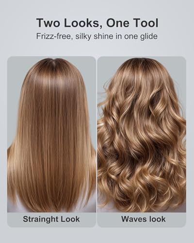 ANNLARY 1 Inch 2-in-1 Hair Straightener & Curler, Dual Voltage
