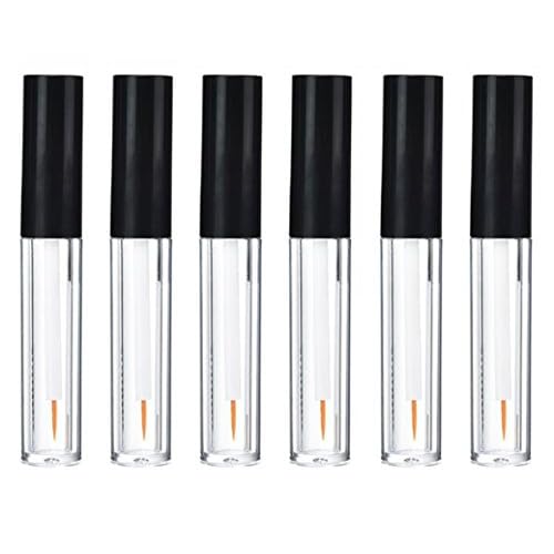 6PCS 2ML Empty Plastic Clear Eyeliner Packing Vial Bottle Jars Eyelash Extension Liquid Storage Holder Container Eyelashes Mascara Tube with Black Cap