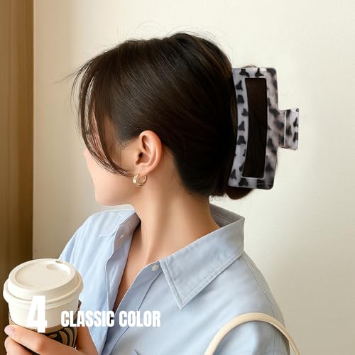 5 Inch Jumbo Claw Clips, 4-Pack Leopard Hair Clips