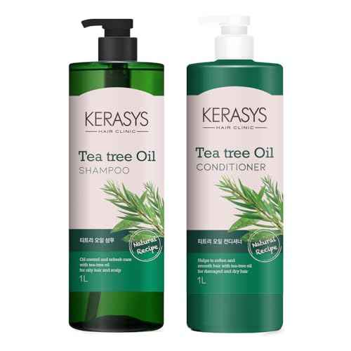 Kerasys Hair Clinic Tea Tree Oil 33.8 fl oz / 1L (Shampoo + Conditioner Set)