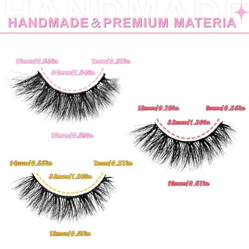False Eyelashes 15-18mm 3 Styles 27 Pair PACK Mix Cross Fluffy Natural Look Luxury Volume Faux Mink Lashes Reusable Strip Lashes, Mulitpack
