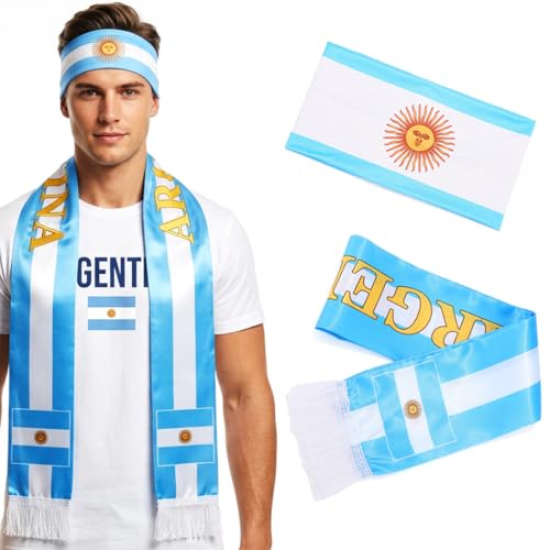 CAKURE Soccer Fan Headband Set Flag Print Sports Headbands for Adults