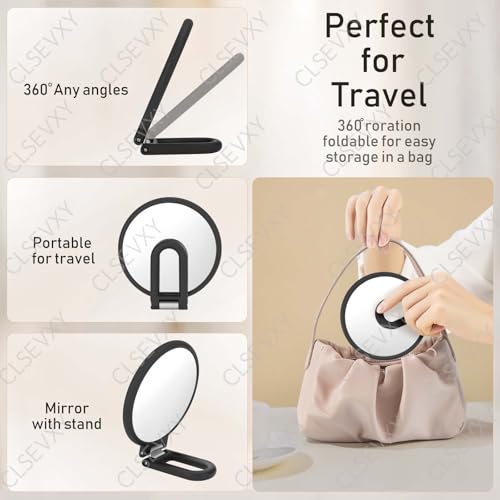 15X Magnifying Hand Mirror Double Sided Folding