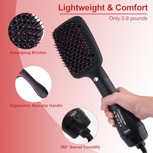 Blow Dryer Brush 3-in-1 Hot Air Paddle Straightener