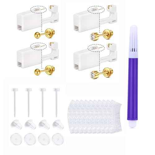 QWALIT Gold Ear Piercing Kit Gold Ear Piercing Gun Kit Disposable Self Piercing Earring Gun with Earring Piercing Kits at Home