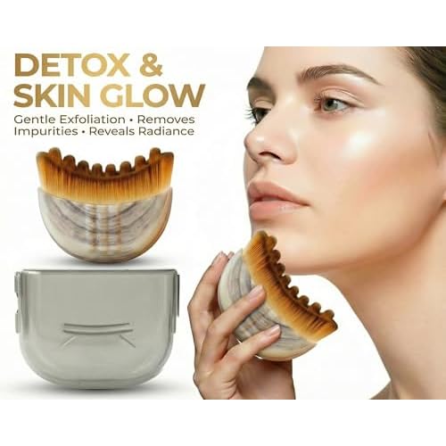 2-Pack Ultra-Soft Lymphatic Contour Face Brush, Scratch-Free Curved Face Sculpting Tool with Ergonomic Handle, Gentle Facial Dry Brush for Jawline Definition & Anti-Puffiness