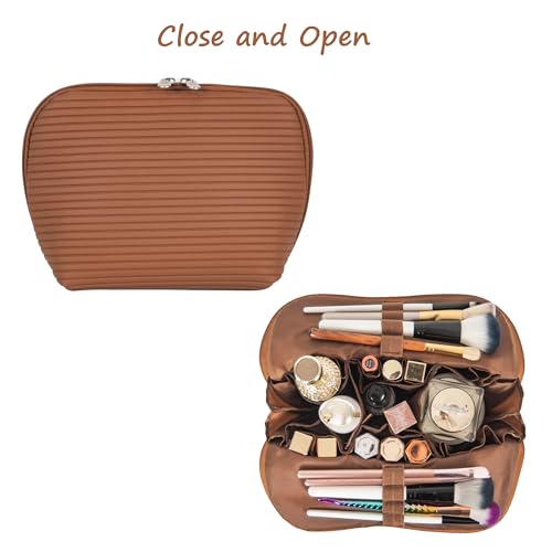 Waterproof Makeup Bag with Brush Holders & Compartments