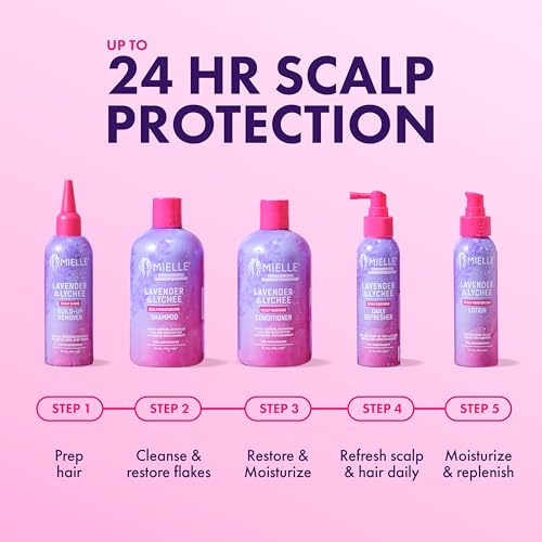 Mielle Lavender Lychee Scalp Refresher with Pyrithione Zinc 0.1% – No-Rinse Dandruff Treatment 4 fl oz