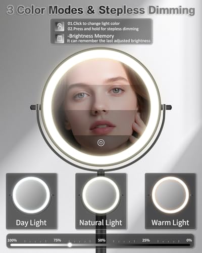 VFD Height Adjustable LED Makeup Mirror with 30X Magnification