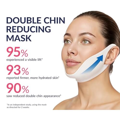 STYLIA V Line Lifting Collagen Face Mask - Lift, Firm & Contour Jawline - Double Chin Strap with Hyaluronic Acid & Aloe Vera - Hydrating Neck & Face Tightening Mask - Chin Strap for Sleeping - 20PC