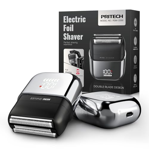 Electric Foil Shaver for Men - Mini Electric Razor for Face Shaving with 3 Floating Blades, USB-C Fast Charging Rechargeable Travel Razor, IPX7 Waterproof Wet Dry, LED Display, Travel Lock