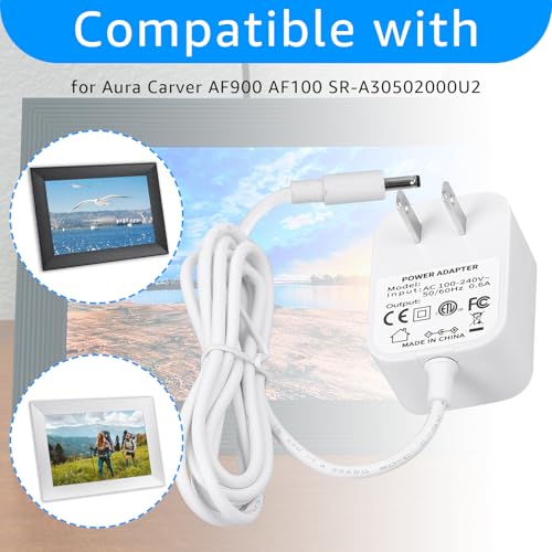 Sigely 5V2A Power, Replacement for Aura Carver AF900 AF100 SR-A30502000U2 Power Adapter, with 5.2FT Power Cord