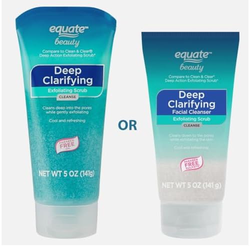 Equate Beauty Deep Clarifying Exfoliating Facial Cleanser, 5 oz, 2-Pack with LeSue Washcloth