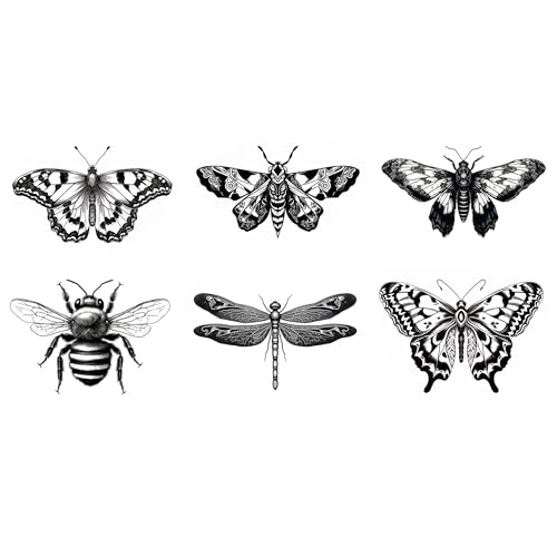 6 Sheet Dragonfly & Moth Temporary Tattoos