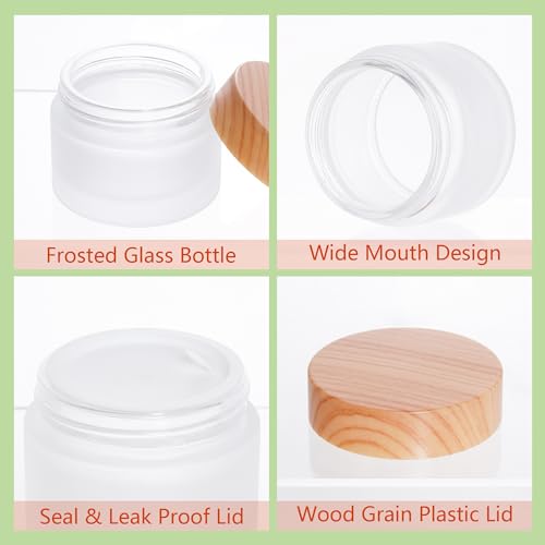 6Pcs Glass Cosmetic Jars with Lids (15ml, 30ml, 50ml) - Refillable Travel Containers