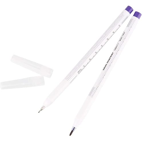 Beauty7 Tattoo Skin Markers Pen Piercing Eyebrow Tattoo Pen Surgical Tip 0.5mm/1mm Body Art Scribe Marking Tool with Ruler (1 Pack)