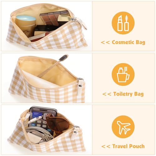 Gingham Makeup Bags - 2 Pack Green Checkered Cosmetic Pouch