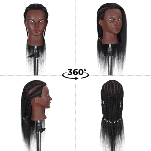 100% Real Human Hair Mannequin Head 16" Black Yaki