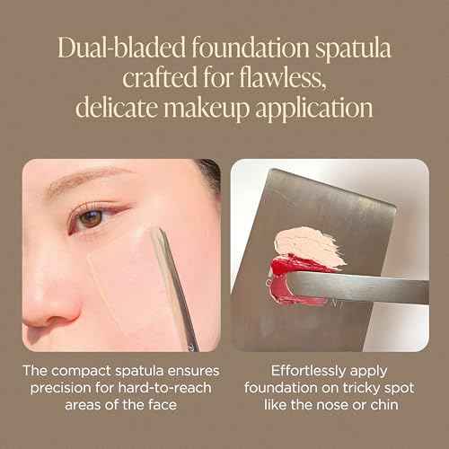 Korean Piccasso Brush Makeup Spatula + Sponge 2P Set ? Professional Makeup Tools with Precision Spatula and 2 Soft Sponges, Ideal for Blending Foundation, Cream, or Liquid Makeup