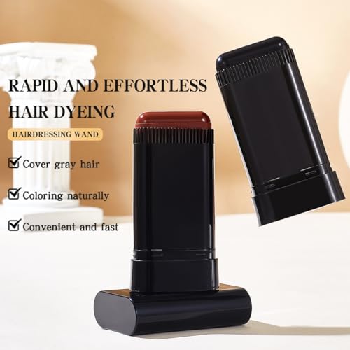 TABOUNTS 2-in-1 Hair Color Stick & Comb, Waterproof Root Touch-Up, Long-Lasting Hair Dye for Women & Men - Brownish Black (Pack of 2)