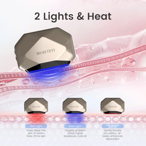 LULUROSE Facial Massager with Red and Blue Light Heat Vibrating for Face,Beauty Device for Skin Care Wrinkles,at Home or Traveling