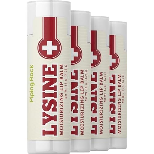 Piping Rock Lysine Lip Balm | 4 Pack | Moisturizing Ointment | Non-GMO and Gluten Free
