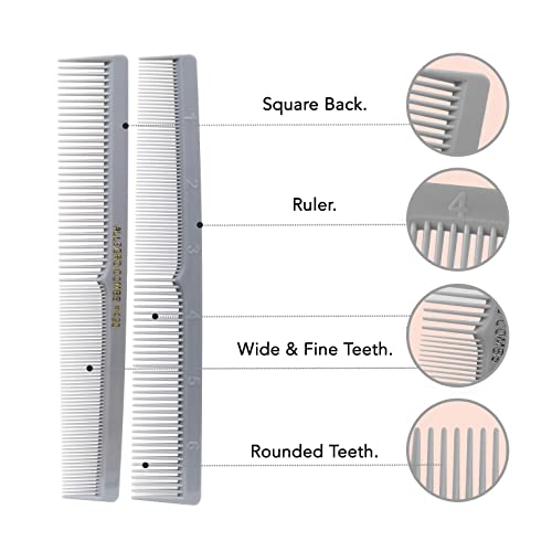 Allegro Combs 420 Hair Stylist Barbers Cutting Combs Beard Comb Mustache Mens Women Toddler Boys Braiding Hair Parting Usa 3 Pc. (Gray)