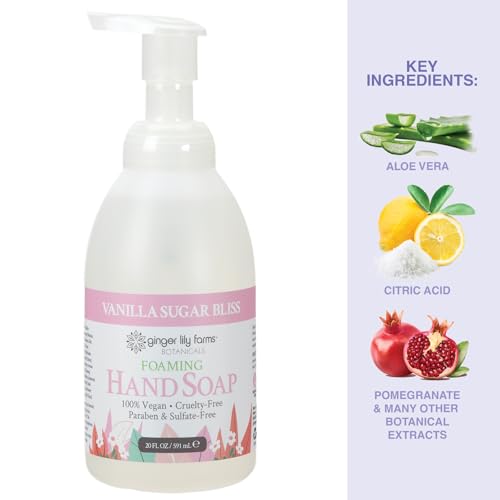 Ginger Lily Farms Botanicals All-Purpose Foaming Hand Soap Refill, 100% Vegan & Cruelty-Free, Vanilla Sugar Bliss Scent, 20 Fl Oz (Pack of 8)
