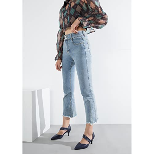 Women's Closed Pointed Toe Heels Strap D'Orsay Kitten Heel Slip On Dressy Pumps