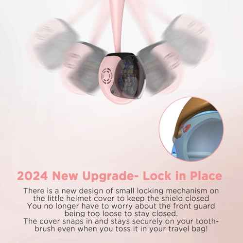 Helmet Toothbrush Covers Caps, Toothbrush Head Protector for Household Travel, Fits Most Manual and Electric Toothbrushes, 4 Count (Blue, White, Pink, Rose Pink)