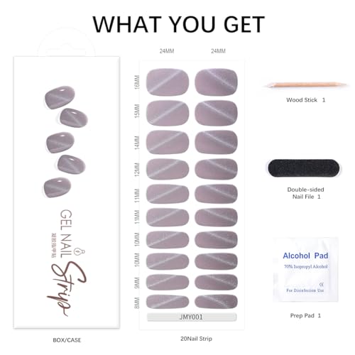 Cat Eye Semi Cured Gel Nail Stickers Salon Quality Nail Wraps Long Lasting Semi-Cured Gel Nail Strips Cateye Semicured Gel Nail Wraps for Women Manicure (CAT Eye 013)