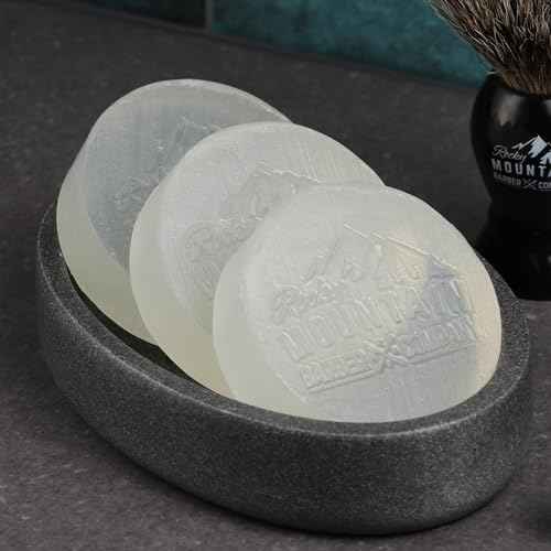 Shaving Soap Pucks for Men - 3 Pack - Traditional Wet Shave Glycerin-Based Shave Soap Bars - Made in USA For Use with Shaving Brush and Bowl - Glacial Spring Scent by Rocky Mountain Barber Company