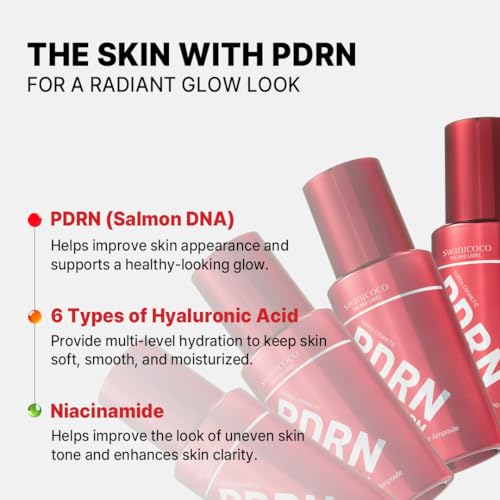 SWANICOCO Premium 20,000ppm PDRN Serum, 99.9% Pure Salmon DNA, 2% Concentration, Anti-Aging, Firming, Plumping, Professional Grade Korean Beauty Ampoule 30ml 1Fl Oz